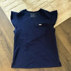 Figs Navy Blue Scrub Top